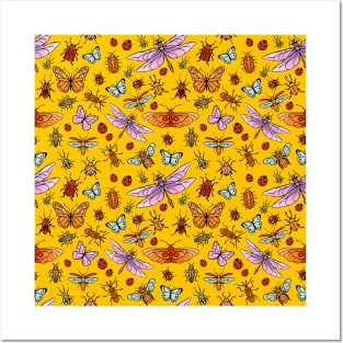 Pretty bugs, butterflies and dragonflies pattern Posters and Art